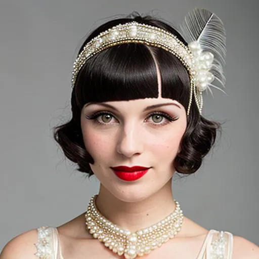 1920s Flapper with pearl headpiece | OpenArt