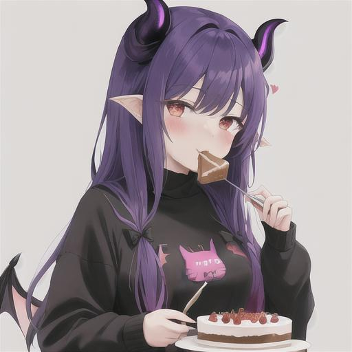 Cute Girl Demon Horns Wearing Sweater Sfw Eatin Openart