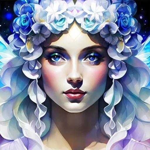 Prompt: White prism, cosmic,etherial, fairy, goddess of light ,closeup