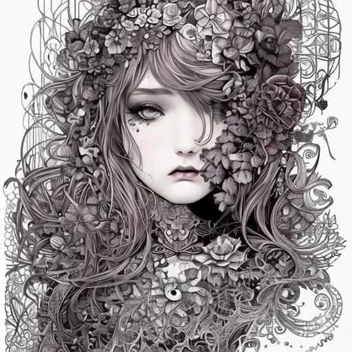 Prompt: (Masterpiece, Top Quality, Best, Official Art, Beautiful And Aesthetic:1.2), 1girl, (Pop Art:1.4), (Zentangle, Flower Effects:1.2), (Art Nouveau:1.1),(Gothic Lolita:1.3)

