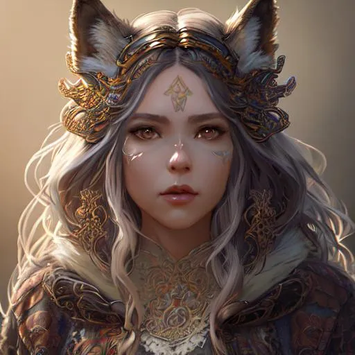 Prompt: A photorealistic dramatic fantasy render of a beautiful human woman wearing a beautiful intricately detailed wolf mask, long hair, wearing pastel cardigan, by wlop, artgerm, greg rutkowski, alphonse mucha, beautiful dynamic dramatic dark moody lighting, shadows, cinematic atmosphere, artstation, concept design art, octane render, 32k ., hyper realistic, intricate detail.








