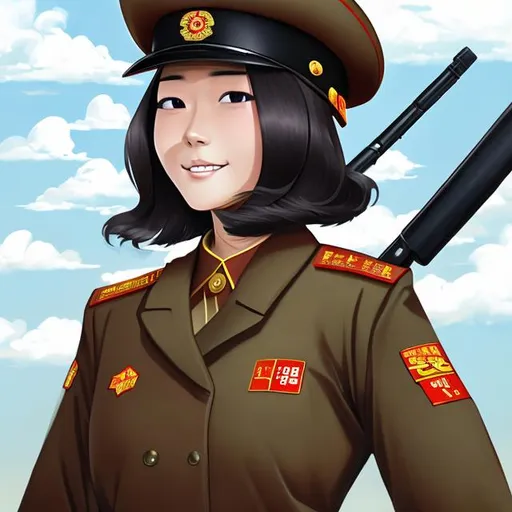 Prompt: north korean military woman

by artist "anime", Anime Key Visual, Japanese Manga, Pixiv, Zerochan, Anime art, Fantia