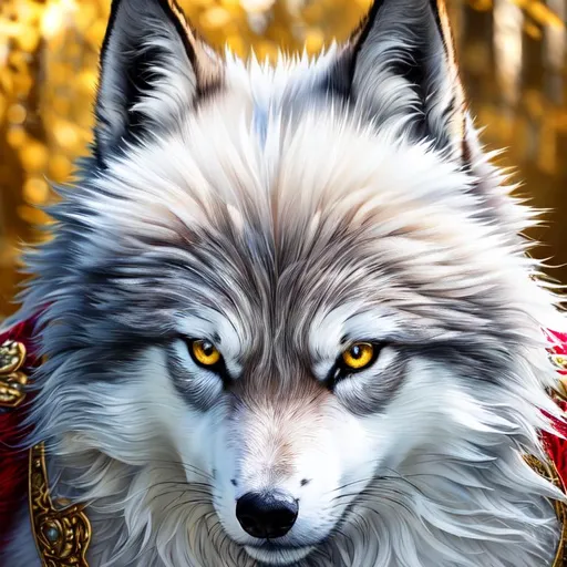 Prompt: (full body, professional oil painting, epic digital art, intricately detailed, best quality:1.5), insanely beautiful epic direwolf, glistening (silver eyes:15), thick frosted gold fur, scarlet magic fur highlights, 8k expressive big silver eyes, thick soft ethereal 8k fur, wispy fur, wispy hair, detailed face, intricate details, blue frost on forehead, gold crystals on crest, game of thrones, intricately detailed, masterpiece, symmetric, perfect composition, cinematic lighting, soft lighting, studio light, ambient gold light, 8k, complementary colors, golden ratio, high octane render, volumetric lighting, depth, realistic, highly detailed shading, unreal 5, enchanted woods, timid, ethereal, winter wonderland, snow falling, silver light columns, artstation, top model, sunlight on fur, intricate hyper detailed breathtaking colorful glamorous scenic view landscape, Yuino Chiri, ultra-fine details, hyper-focused, deep colors, dramatic, blizzard, medium full body, intricate detail, high quality, high detail, masterpiece, intricate facial detail, high quality, detailed face, intricate quality, intricate eye detail, highly detailed, high resolution scan, intricate detailed, highly detailed face, very detailed, high resolution