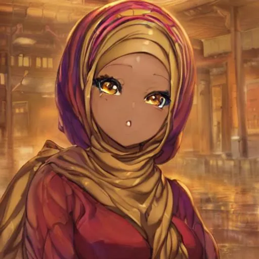 Anime character of a girl wearing a hijab