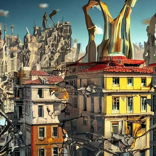 Prompt: A new your city setting with all the details abstract like a Salvador Dali painting with melting buildings everywhere 