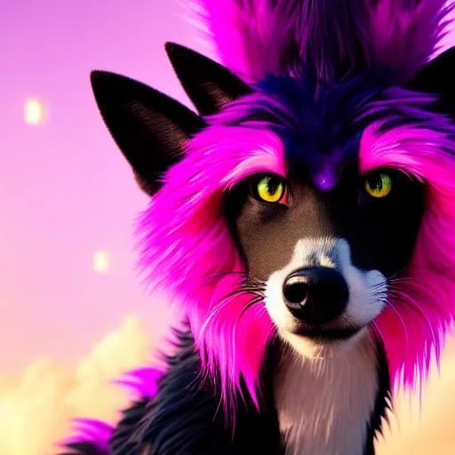 Prompt: Portrait of an anthro wickerbeast with striking pink fur and iridescent black markings and a cute face, vaporwave streets, perfect composition, hyperrealistic, super detailed, 8k, high quality, trending art, trending on artstation, sharp focus, studio photo, intricate details, highly detailed, by greg rutkowski