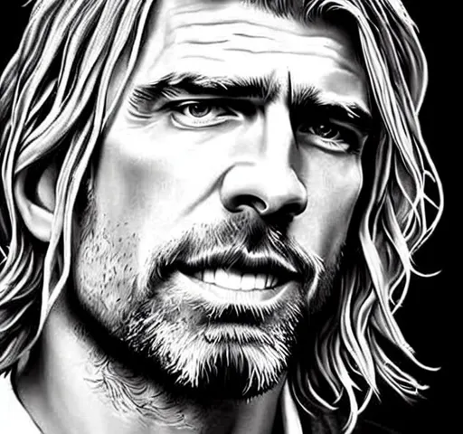 Prompt: 16K resolution, smooth edges, Ultra HD resolution, ultra detail, super details, hyper-details, hyper-authenticity, careful drawing, slow drawing, hyper-photorealisticFull. Kurt cobain, old, realistic. 