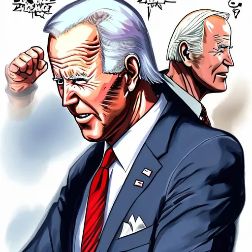 Prompt: Anime Joe Biden about to throw a punch