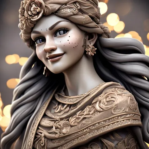 Prompt: Fair skin lady detailed face features, 8K, glossy skin, fair skin, smiling, animated 