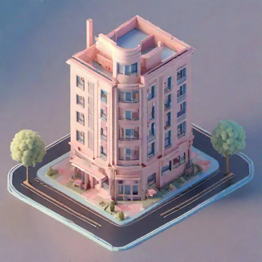 Prompt: Tiny cute isometric building, soft smooth lighting, soft colors, soft colors, 100mm lens, 3d blender render, trending on polycount, modular constructivism, blue blackground, physically based rendering, centered