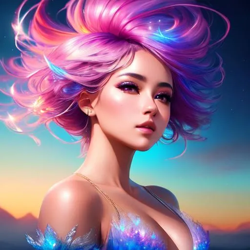 Prompt: ultra detailed full body artistic photography, sunrise aura, morning sky, detailed gorgeous face, dreamy, glowing, backlit, glamour, glimmer, shadows, oil on canvas, brush strokes, smooth, ultra high definition, 16k, unreal engine 5, ultra sharp focus, art by alberto seveso, artgerm, loish, sf, intricate artwork masterpiece, ominous, matte painting movie poster, golden ratio, trending on cgsociety, intricate, epic, trending on artstation, by artgerm, h. r. giger and beksinski, highly detailed, vibrant, production cinematic character render, ultra high quality female beautiful face.