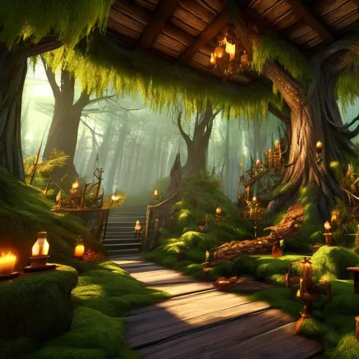 Prompt: fantasy forest, living room interior, UHD, HD, 8K, 