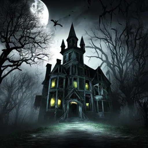 Prompt: Create me a GFX that has the title, Haunted Haven.