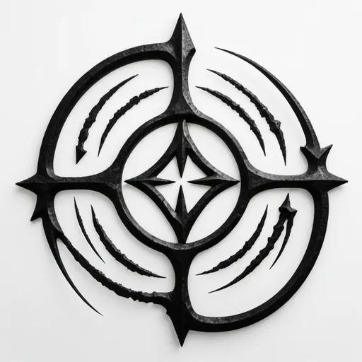 Prompt: black chaos symbol on white background