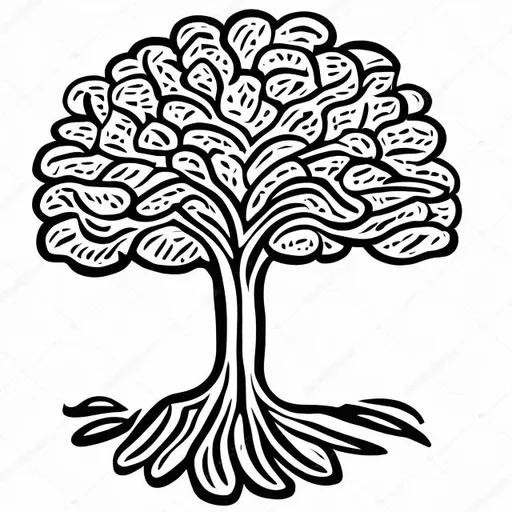 Prompt: Hand drawn outlined icon, tree
