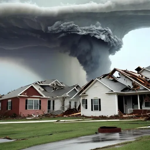 Prompt: A Major Tornado hitting a House