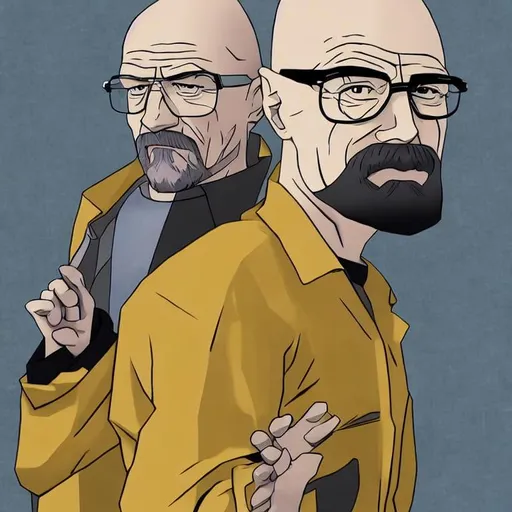 Prompt: walter white from breaking bad anime style