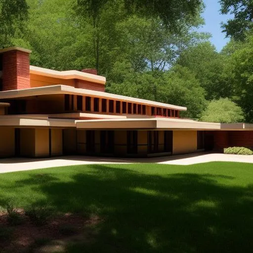 Prompt: Frank Lloyd Wright-designed house Art Deco,  5000 square feet