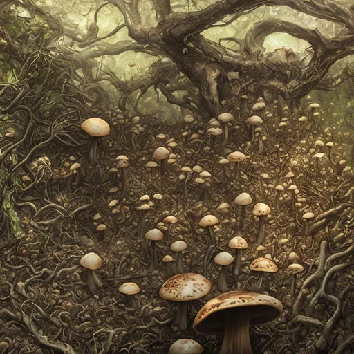 Prompt: A detailed illustration of mushroom
with maggots ,oil painting, horror, dark background, torture, gore, sadistic, disgusting, dramatic lighting, hd, ultra detailed, medieval age style 
