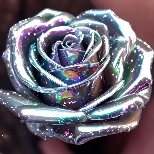 Prompt: A chrome rose with universe fill