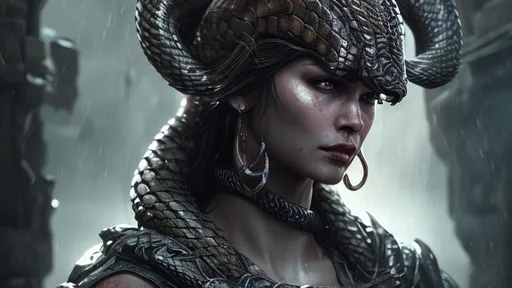 Prompt: Serpent queen hyper realistic face extremely detailed dark cinematic UHD 
