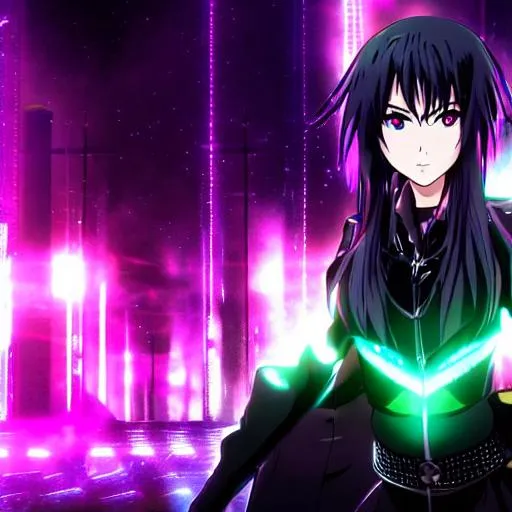 Anime Girl Purple Eyes Cyberpunk, anime-girl, anime, cyberpunk, artist,  artwork, HD wallpaper