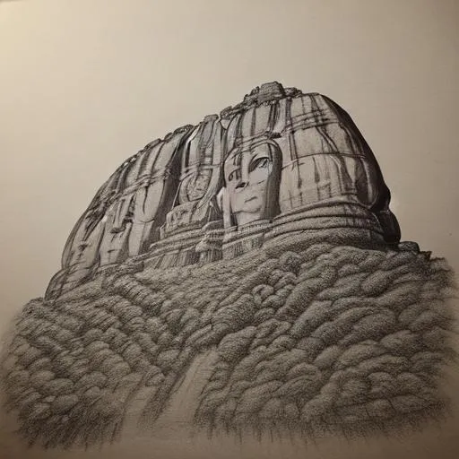 Prompt: Sigiriya pencil art