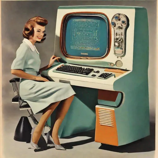 Prompt: late 1950s 1960s retro futuristic computer