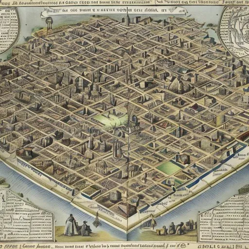 Prompt: A Masonic city shown on a map