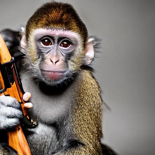 Prompt: monkey with an Ak 47