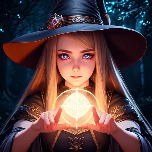 Prompt: extremely realistic, hyperdetailed, witch girl, casting magic spell, RPG, D&D, glowing eyes, highly detailed face, highly detailed eyes, full body, whole body visible, full character visible, soft lighting, high definition, ultra realistic, unreal engine 5, 8K, digital art