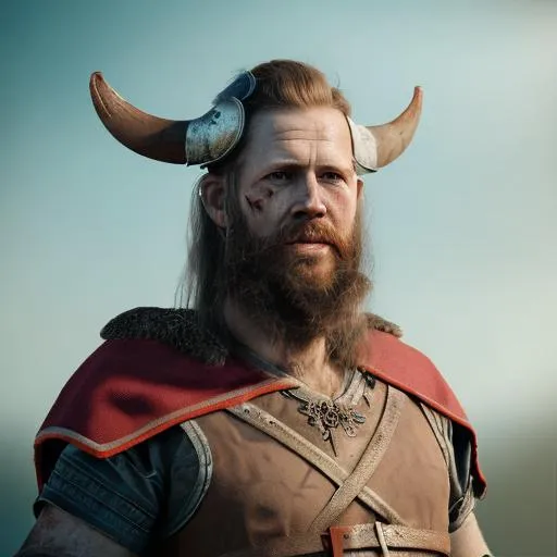 Prompt:  viking leader with blood on face