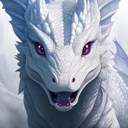 Prompt: Albino dragon with iridescent black markings and a cute face, perfect composition, hyperrealistic, super detailed, 8k, high quality, trending art, trending on artstation, sharp focus, studio photo, intricate details, highly detailed, illustration, watercolor