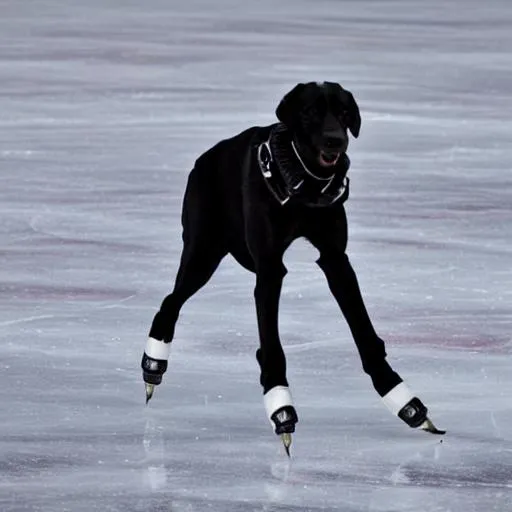 Prompt: Dog ice skating