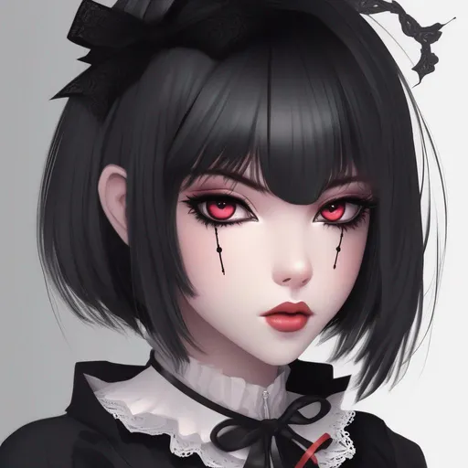 Prompt: ((In the style of manga/anime)), a commissioned digital painting of a creepy yandere girl with a gothic aesthetic, featuring an original character. The artwork should be a detailed and visually stunning digital art piece, showcasing the pretty girl's yandere nature. It should be reminiscent of fanart digital illustrations and capture the essence of the creepy pasta genre. The main focus should be on the yandere girl, with her unsettling gaze and dark aura. Incorporate elements from "The Legend of Zelda," specifically Zelda herself, the princess from "The Legend of Zelda: Breath of the Wild."