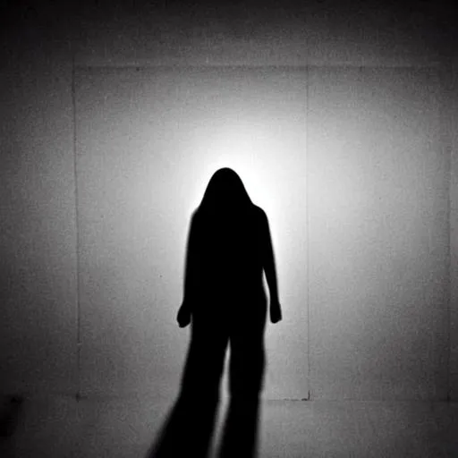 Prompt: Shadow person dark room scary
