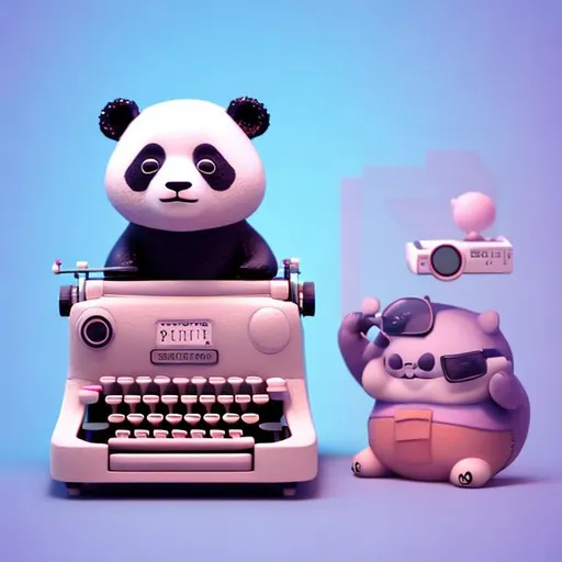 Prompt: Tiny cute 
panda using a 
typewriter toy, 
standing character, 
soft smooth lighting, 
soft pastel colors, 
skottie young, 3d 
blender render, 
polycount, modular 
constructivism, pop 
surrealism, physically 
based rendering, 
square image