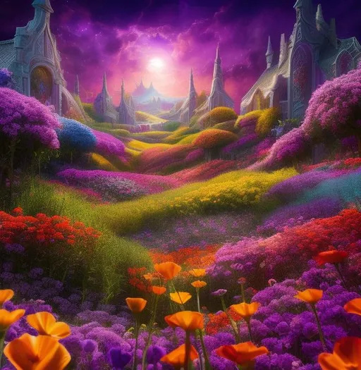 Prompt: Flowerfield realm of dreams
