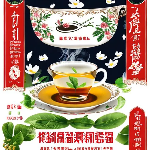 Prompt: Tea Festival poster, attractive, clean, fresh