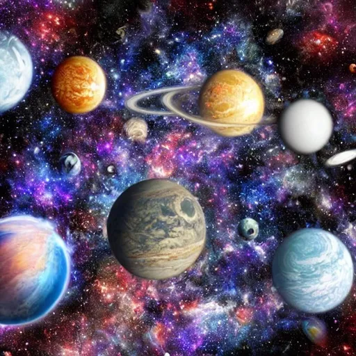 Prompt: multiverse with space background 