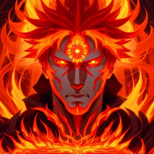 anime portrait of a Fire God, anime eyes, beautiful