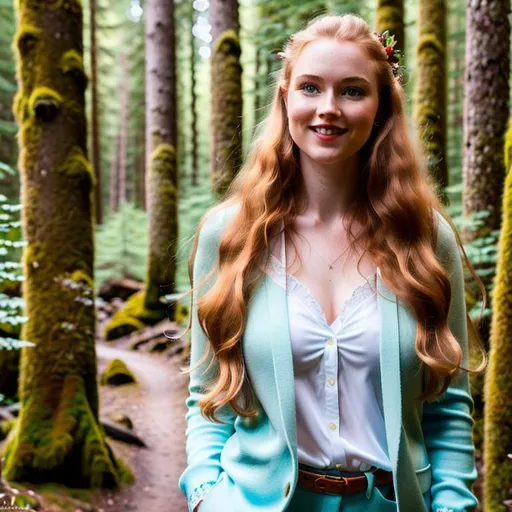 Prompt: a hyper realistic ultra detailed image, of a women, standing in a forest, head to toe, hyper-realistic photo, a beautiful Icelandic women, with fair pale skin, age about 26, long ginger hair, long wild hair, flowing in the wind,  cute little smile, rose red lips, beautiful baby blue eyes, beautiful face, mischievous,   full body, feet to head, super beautiful face, petite , pink, cute, photorealistic beautiful woman, sci-fi, stunning realistic photograph, fractal isometrics details bioluminescence, masterpiece, high quality, detail, perfect anatomy, detailed symmetric realistic face, wet skin, Wet hair, goddess, exotic, stunning realistic photograph, 3d render, octane render, intricately detailed, cinematic, trending on artstation, photorealistic, intricately detailed, full colour, high definition, 4k Ultra High Definition, 8k Ultra High Definition,  Nikon d850 film stock photograph, 4k resolution, 8k resolution, ultra high definition, 8k, unreal engine 5, ultra sharp focus, award-winning photograph,