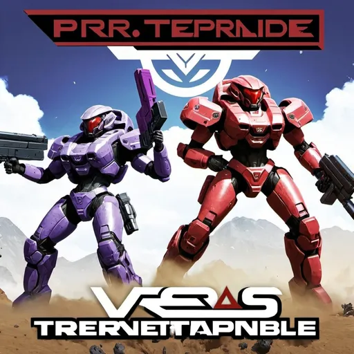 Prompt: "Create a propaganda poster featuring a powerful red Terran Republic (TR) soldier standing triumphantly on the head of a fallen purple Vanu Sovereignty (VS) soldier in the iconic Planetside 2 style. The poster should boldly emphasize TR's dominance with a shoutout: 'TR is Unstoppable!' Display the VS as weak and utterly defeated beneath the TR soldier, reinforcing the message of total superiority."