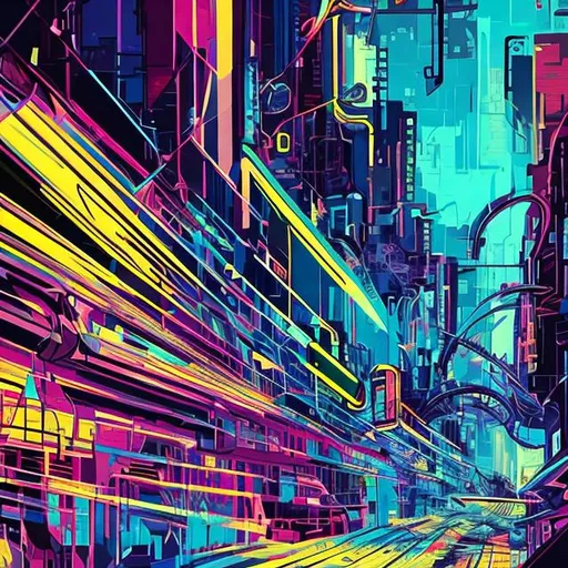 Prompt:  "Pensacola" in graffitti very colorful electric sci-fi sharp lines effects 