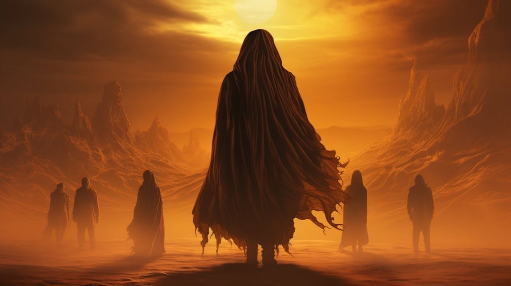 Prompt: vector desert dream entities emerge from the sandstorm