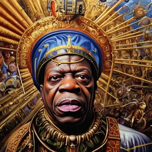 Prompt: Hyperdetailed oil painting in renaissance style of Sun Ra 
