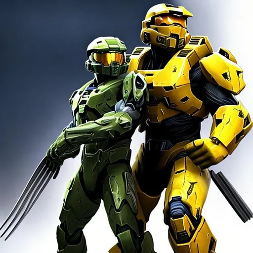 Prompt: Master Chief from Halo with
Wolverine from the X-men