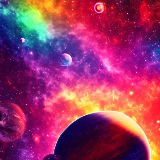 Prompt: The lot of colourful planet in the big space, Cosmic style, 4k