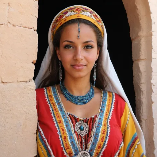 Prompt: beautiful metisse woman andalouse ibère and Tunisia-lybia metissage
Beautiful metissage with color real. With beautiful dress of andalouse