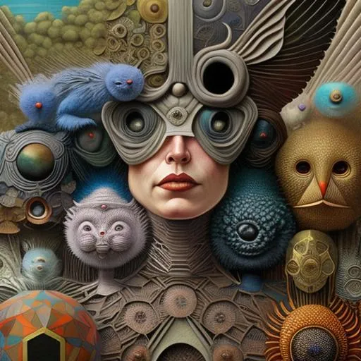 Prompt: peruvian arpillera oxana dobrovolska victo ngai henri rousseau vladimir kush peregrine heathcoate catrin welz-stein andrea kurti andrea kowch tamara lempicka mads berg jack vettriano peregrine heathcoate william haskell miro klee mondrian bauhaus